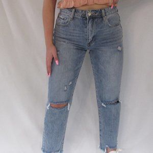 Distressed Slim Fit Girlfriend Jeans
